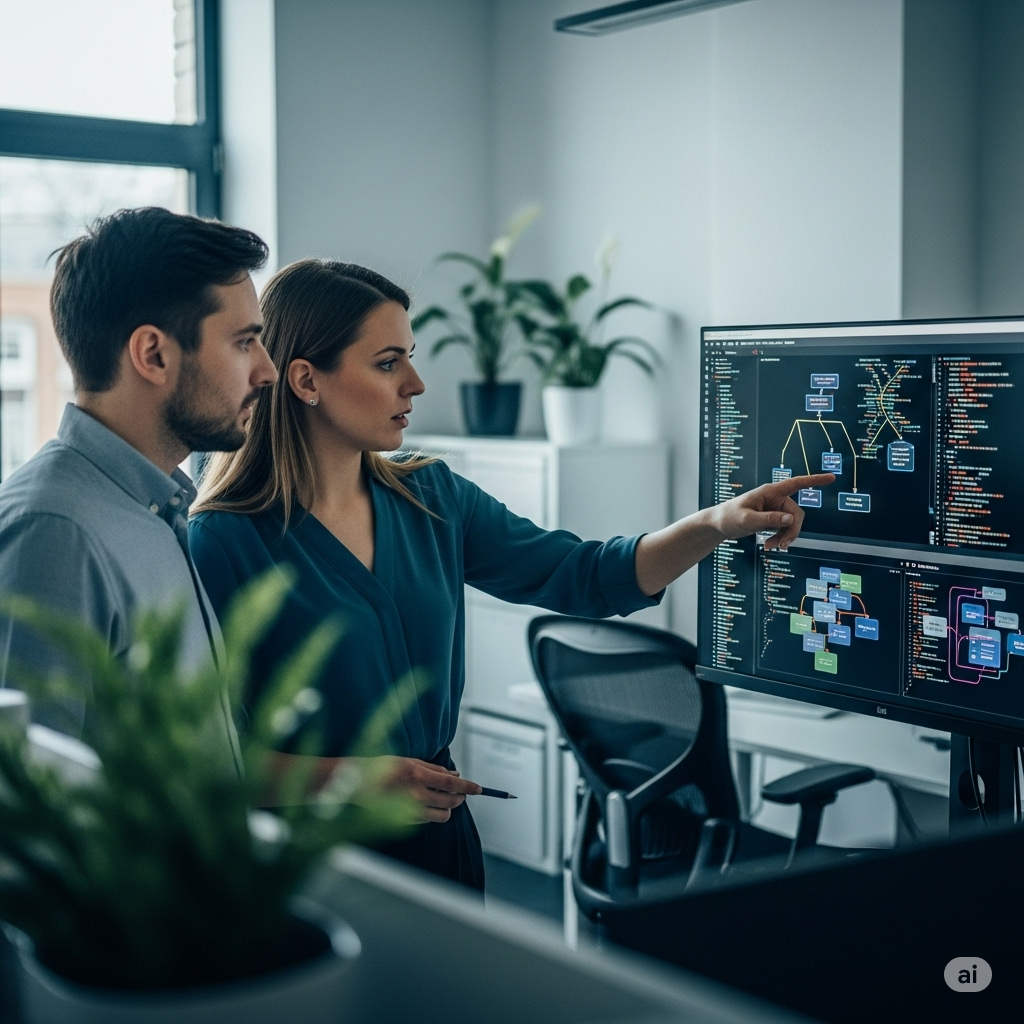 Equipo de ingenieros de software colaborando